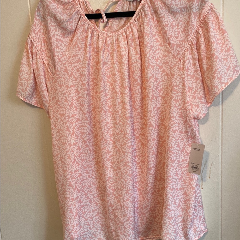 Croft & Barrow Pink and Orange Flutter Sleeve Blouse